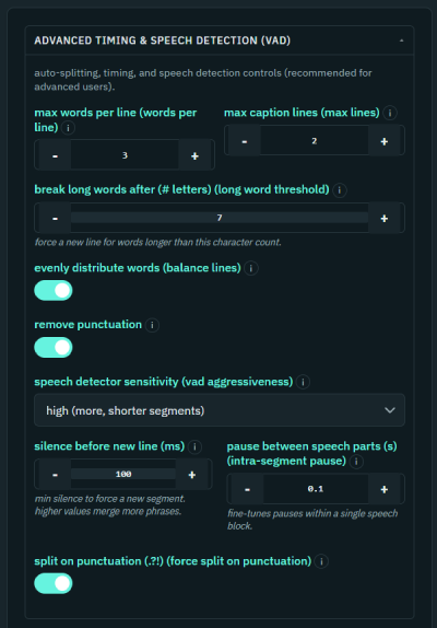 Advanced Timing & Speech Detection (VAD)